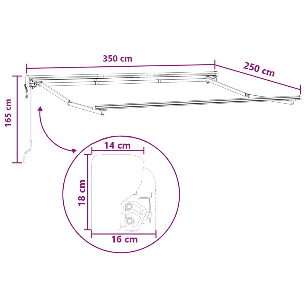 Retractable Awning Sand 3.5 x 2.5 m Polyester and Aluminum