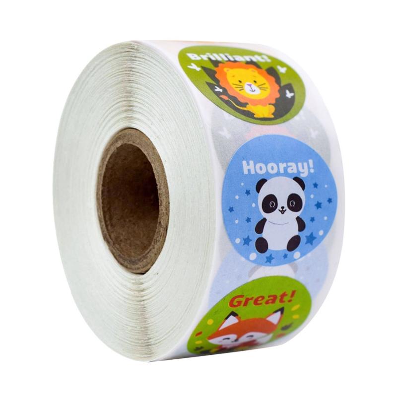 DIY Sticker 500Pcs/Roll Reward Stickers Cute Animal Students Teacher Encouragement Stickker
