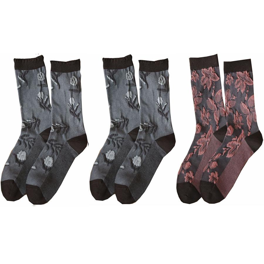 3 пары женских носков в корейском стиле с модным цветочным принтом на осень-зиму, комплект женских носков средней длины, мягкие и удобные носки для женщин