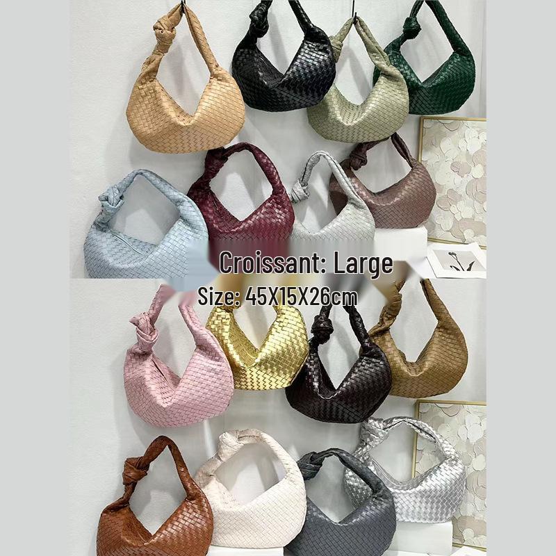 Сплетенная вручную сумка-круассан - Завязывающаяся на узел, на одно плечо, подмышку, тоут