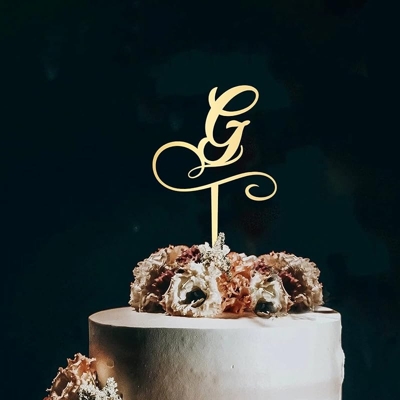 Топпер для торта с первой буквой K, монограмма, акриловый топпер для кексов, забавные аксессуары для торта для украшения свадебной годовщины, дня рождения, вечеринки, зеркальное золото