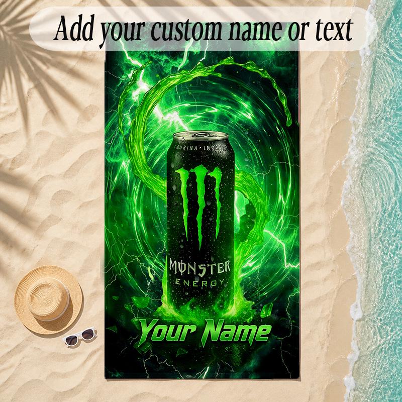 Beach TowelMonster Energy Custom Name Text Personalized Soft Towel for Beach Pool Indoor Home Decor Gift