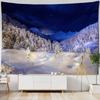 Christmas Tapestry Wall Hanging Winter Night Snowflake Elk Santa Claus Hanging Fireplace Blanket Gift Home Wall Decorations