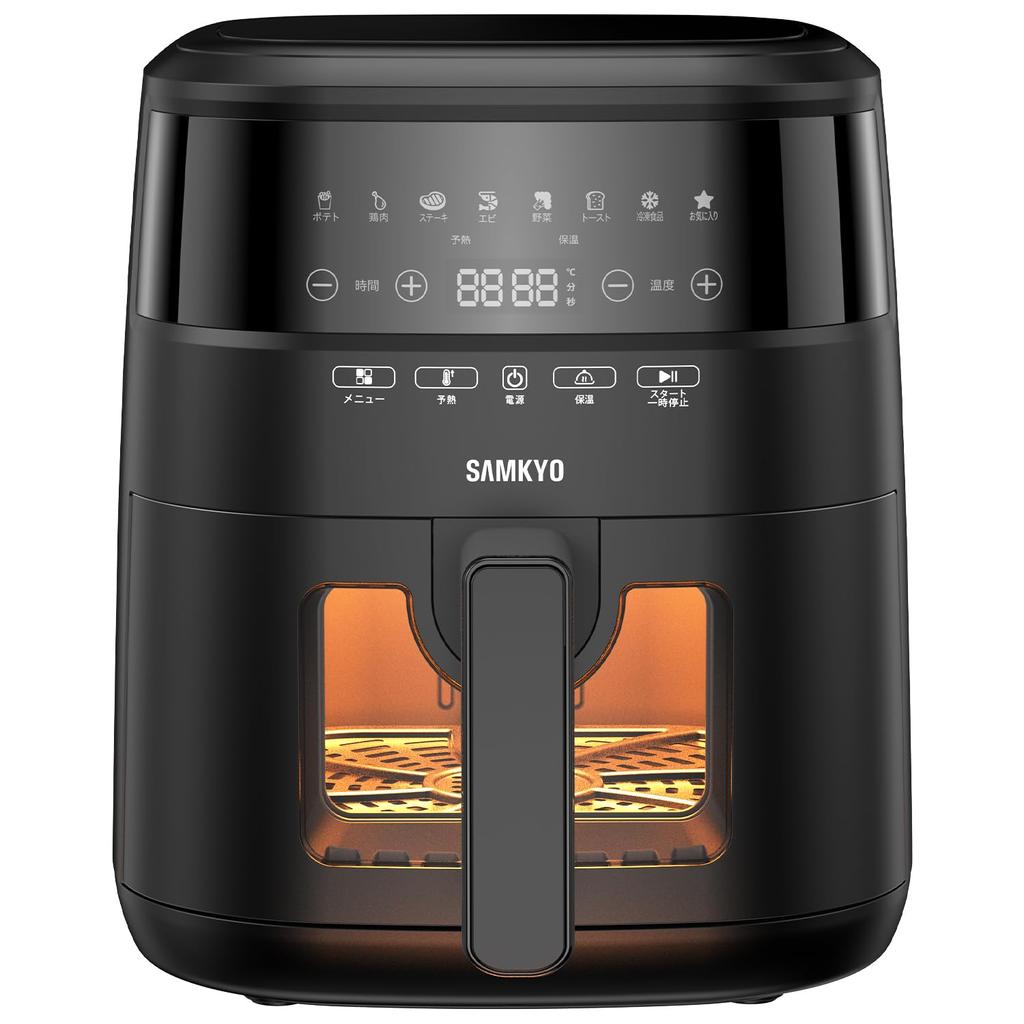 Airfryer Visible Window Large Capacity for People Air Fryer Touch Panel Japanese Recipe Included Airfryer Machine Fryer Fried Food Deli SAMKYO F40