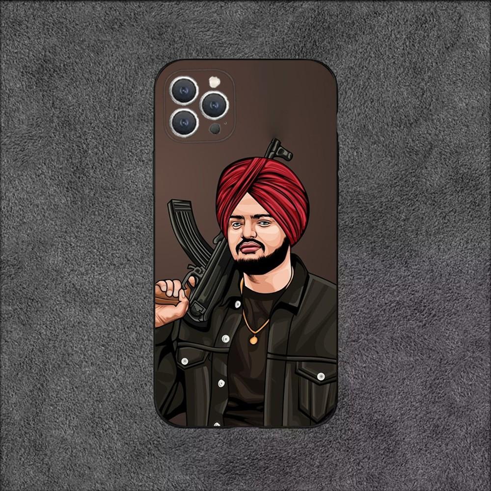 Sidhu Moose Wala Funda Phone Case For iPhone 16,15,14,13,12,11,Plus,Pro Max,XS,X,XR,SE,Mini,8,7 Soft Silicone Black Cover