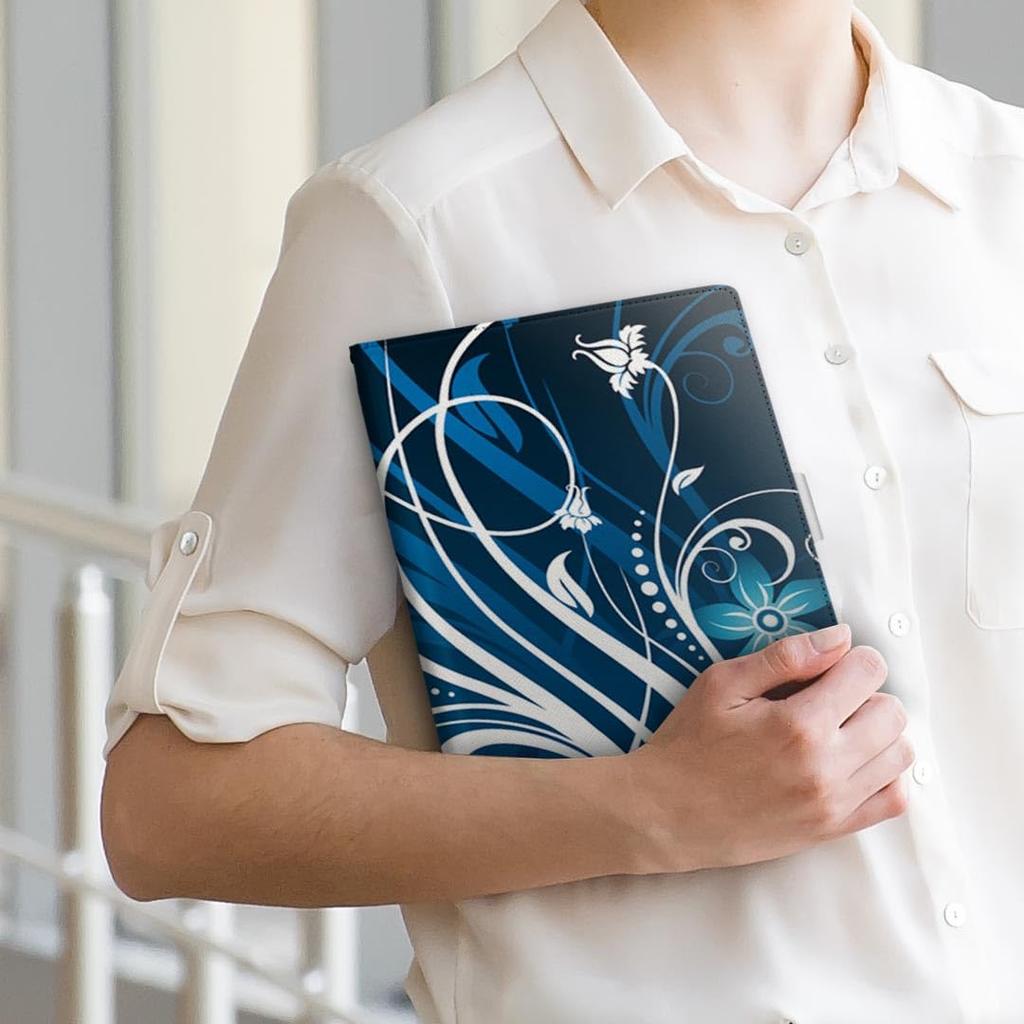 Igcase Fire HD 8 Released In Dedicated Notebook Direct Pasting Blue 008950 (8th Generation, 2018) Case, Type, Cover, Type, Flower, Blue,