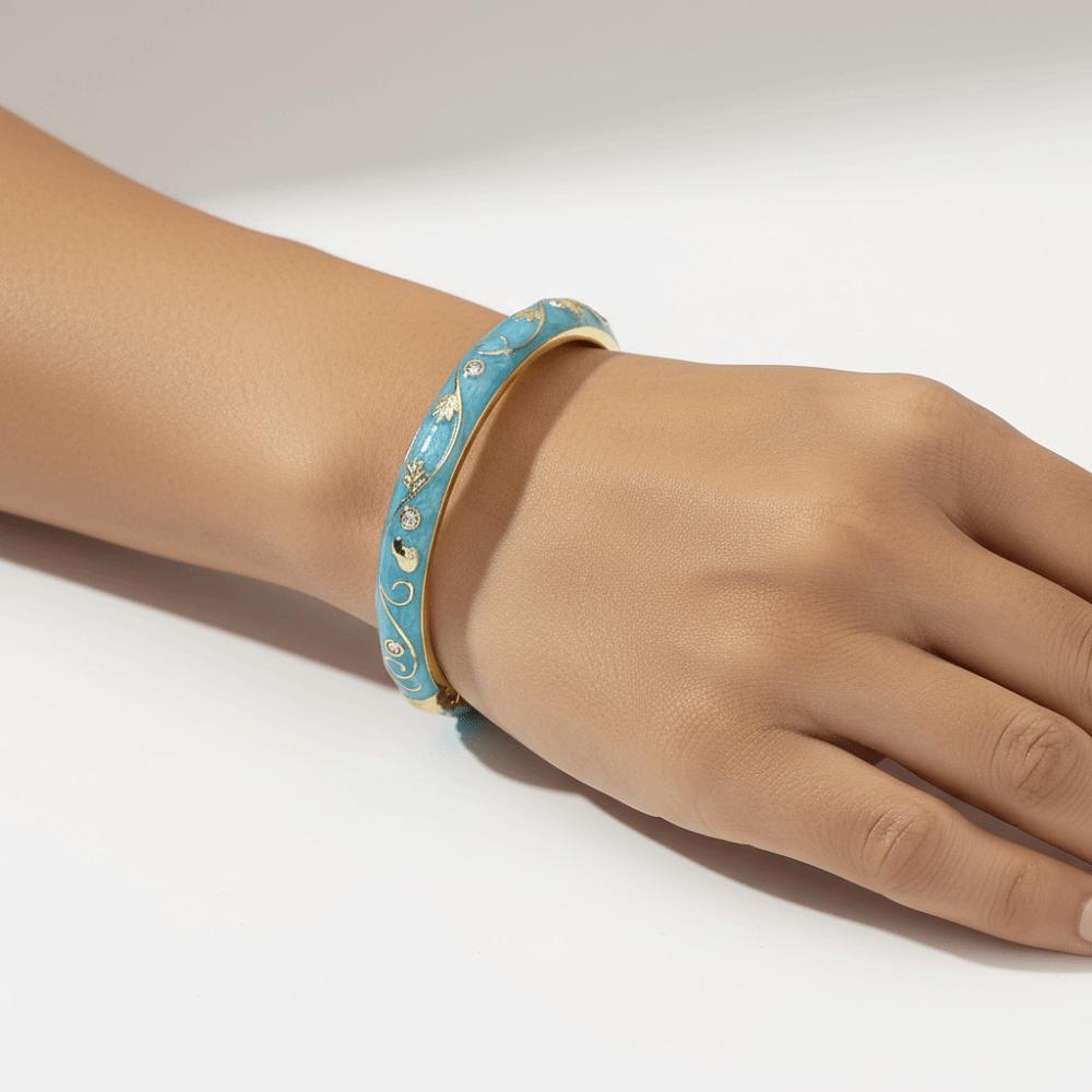 Small Floral Vintage Cloisonne Bangle Traditional Women's Hand Bracelet  Ladies