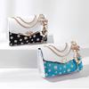 Women Fashion Daisy Pattern Shoulder Bag Hardware Chain Strap Color Block Messenger Sequin Handbag Casual Tote