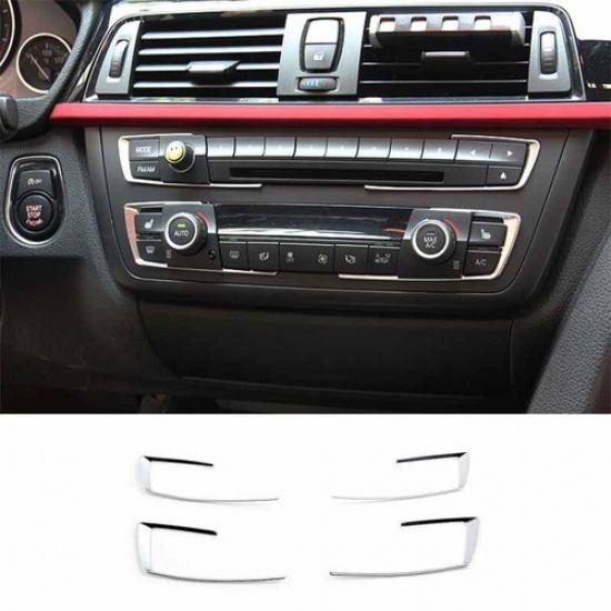 Inner Central AC Button Control 13-19 Silver Matte For BMW 3 4 Series Cover Trim
