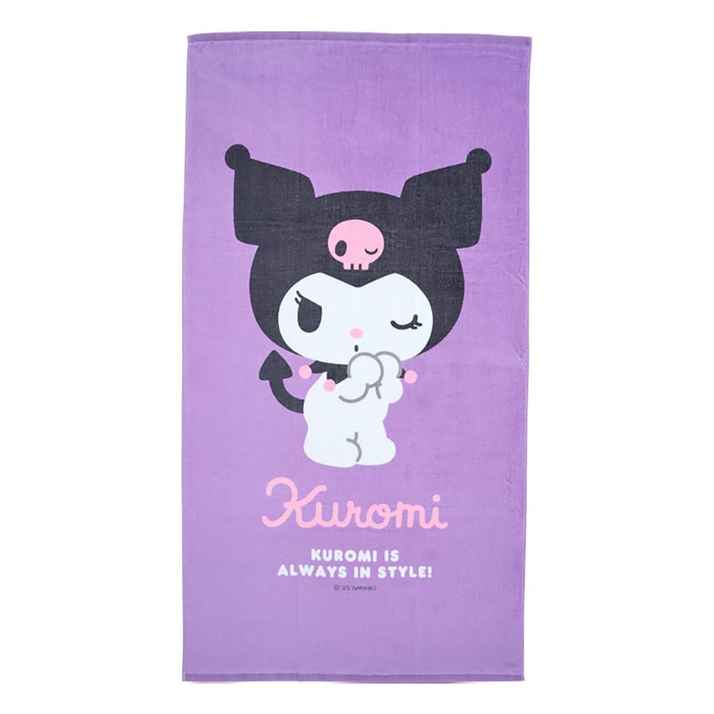 Sanrio Big Towel Kuromi 100% Cotton Approx. Width 80 X Depth 0.2 X Height 150 Cm Pool Supplies with Name Space On Tag Leisure Towel Beach Towel 178195