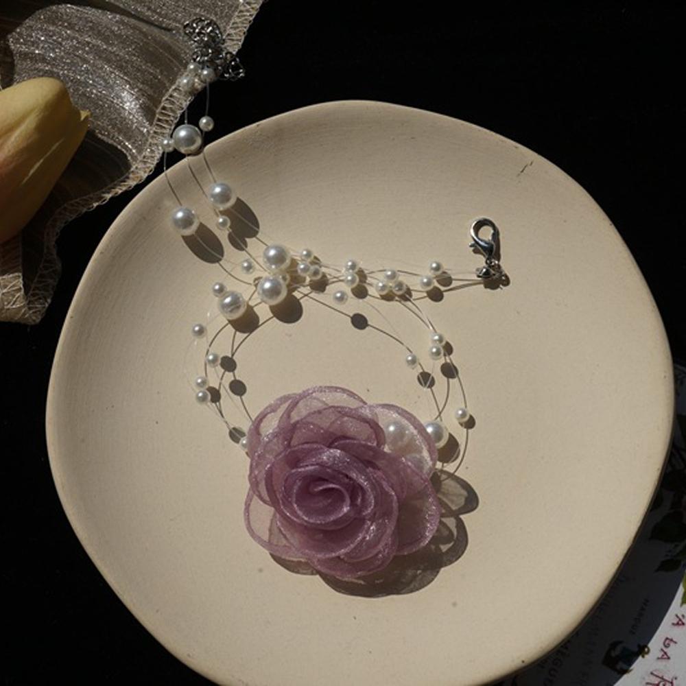 Вечеринка Новые Женщины Девушки Подвеска Бисер Модные Украшения Ключица Чокер Пряжа Цветок Жемчуг Ожерелье