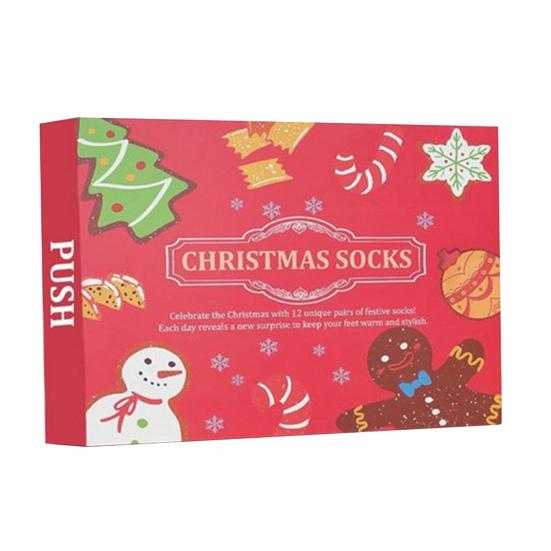 12/24 пары рождественских носков с обратным отсчетом, красочный мультяшный принт, праздничный комплект носков, 12 дней Рождества, адвент-календарь, носки средней длины