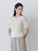 LE STUDIO Short Sleeve Collared Cloche Knit (Cr)
