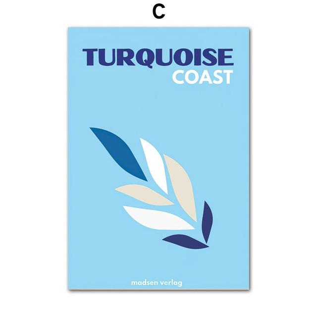 Рамка из цельного дерева Абстрактные пальмовые листья Коралловые путешествия Красочные винтажные постеры и принты Холст в скандинавском стиле Настенная живопись Украшение гостиной