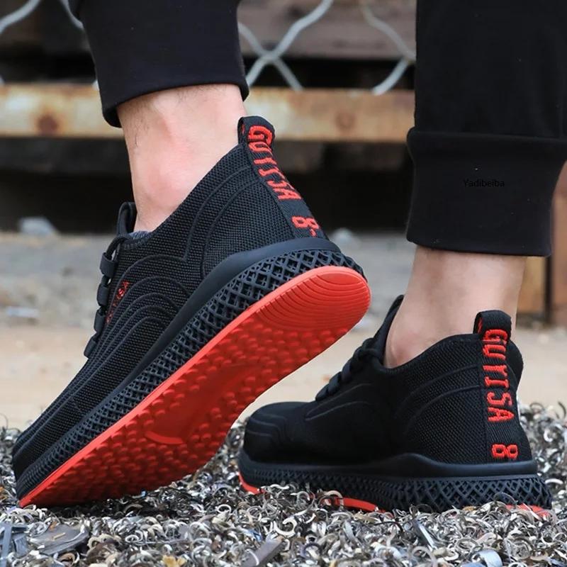 Work Shoes With Steel Toe Boots Anti Smash Safety Shoes Men Women Light Work Sneakers Breathable Anti-Stab Indestructible Shoes