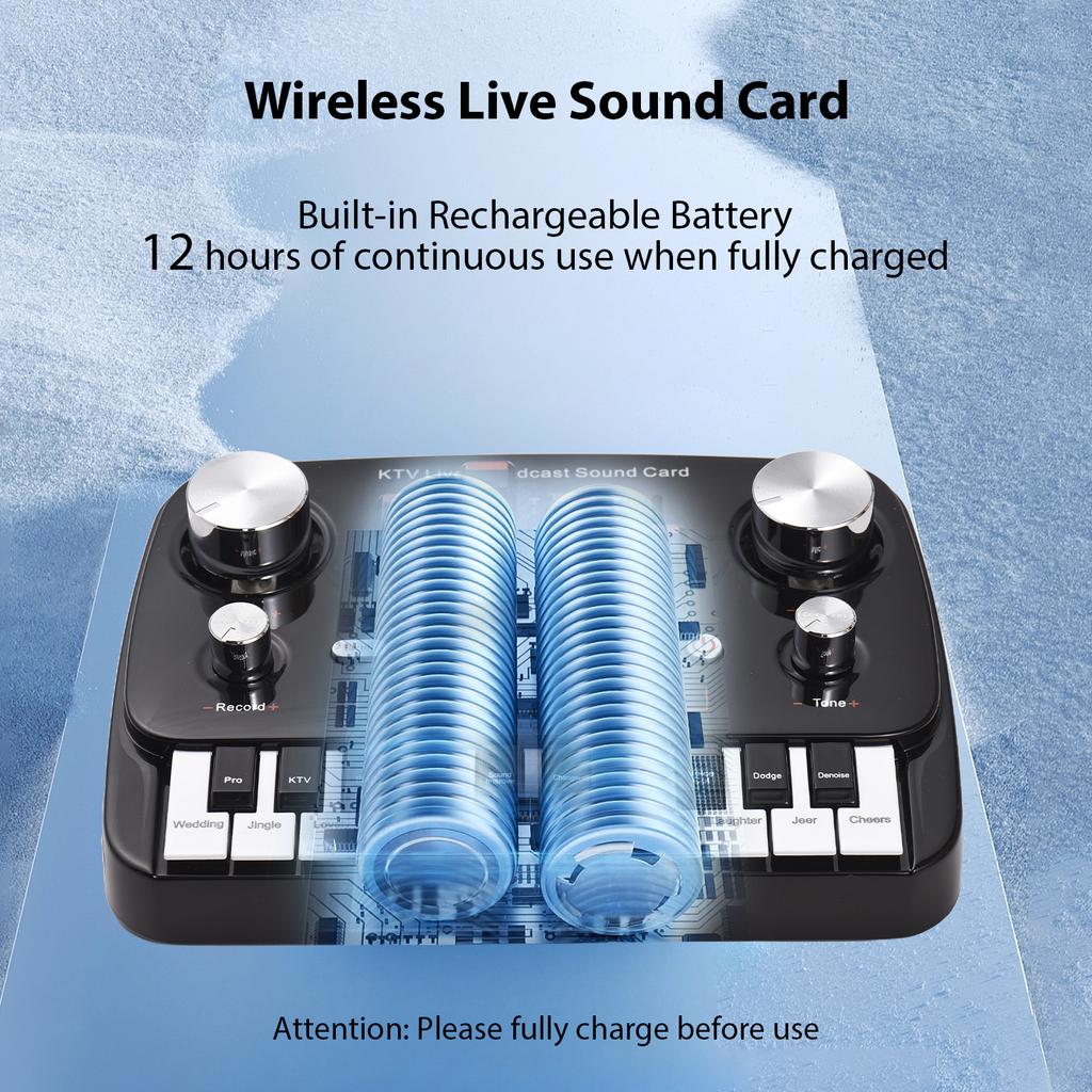 Live Sound Card Piano Shape Audio Recording Desktop Singing BT Wireless Lossless Transmission Plug