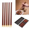 Набор из 5 пар деревянных палочек для еды в китайском стиле, безопасная посуда ручной работы, подарок для семьи и друзей, красный