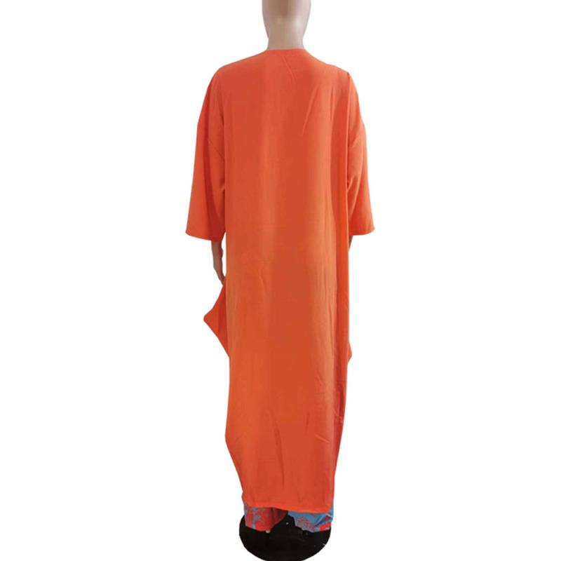 Женский свободный халат большого размера с рукавом три четверти, V-образным вырезом, принтом на пуговицах, брюками на завязках, комплект из двух предметов