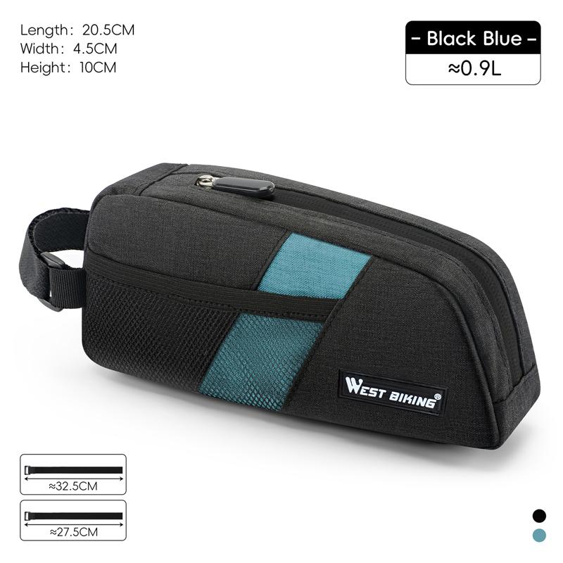 WEST BIKING Bike Top Tube Bag 0.9L Portable Wear Resistant Bicycle Frame Bag 3-Point Strap Stable Cycling Bag Bike Accessories