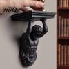 Настенная полка-витрина в классическом стиле, 3D-печатная скульптура Геракла, полка, ретро-полка для акцента в гостиной, органайзер с текстурой камня