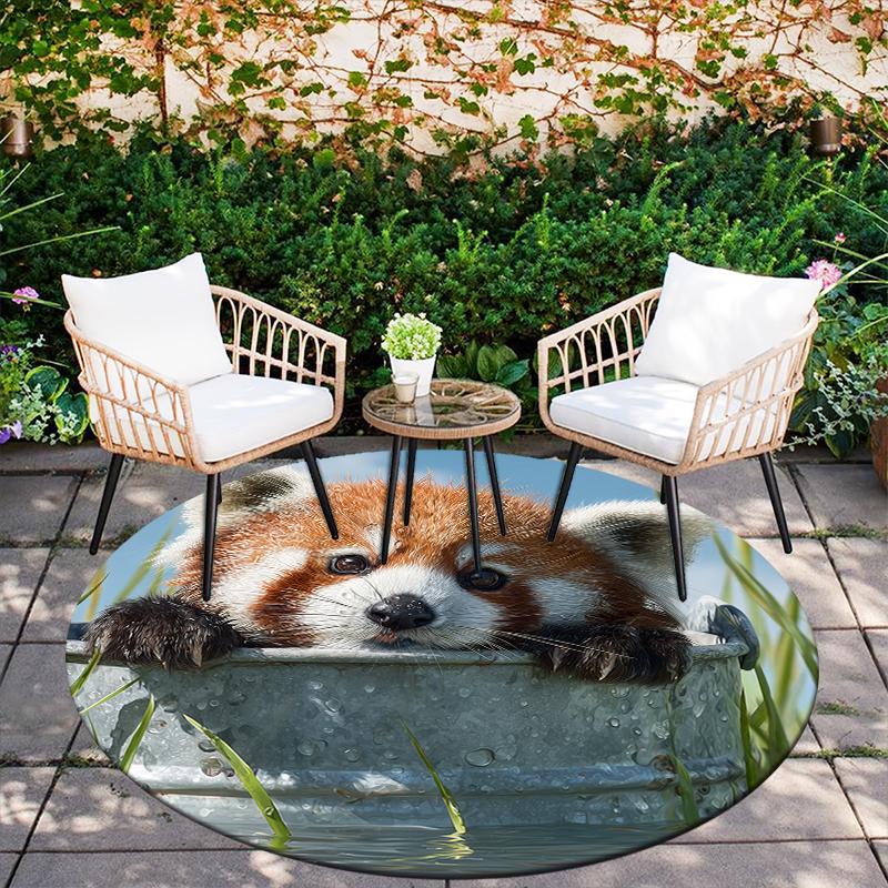 Круглый ковер с узором Красная панда, Ковер для гостиной, спальни, дивана, игровой комнаты, Нескользящий коврик для пола, Праздничные и Подарок на день рождения