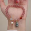 Natural Strawberry Crystal Jadeite Gourd Bracelet Bangles Women Fashion Jewelry Accessories Gift