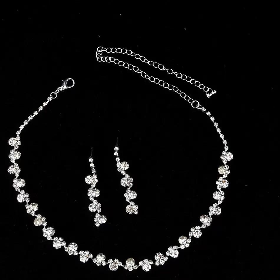 Fashion Bridal Jewelry Set With Waterdrop Crystal Necklaces And Earrings For Women