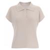 Shop   Women Collar Neck BuTTon Half Open Cap Sleeve KniT T shirT Beige Bom Wkn 