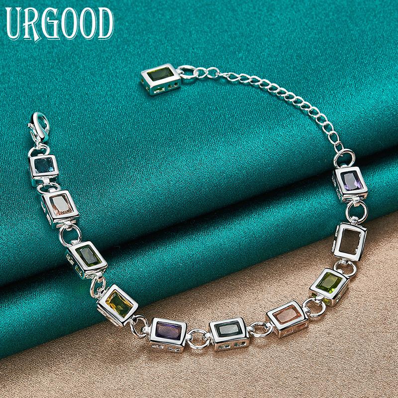 Браслет из стерлингового серебра 925 пробы с цветным цирконом ААА, модные ювелирные изделия