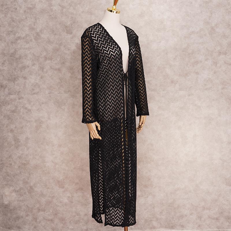 Sexy Black Bikini Cover-ups Chiffon Tunic Long Kimono Women Summer Wrap Dress Beach Wear Swimsuit Cover Up