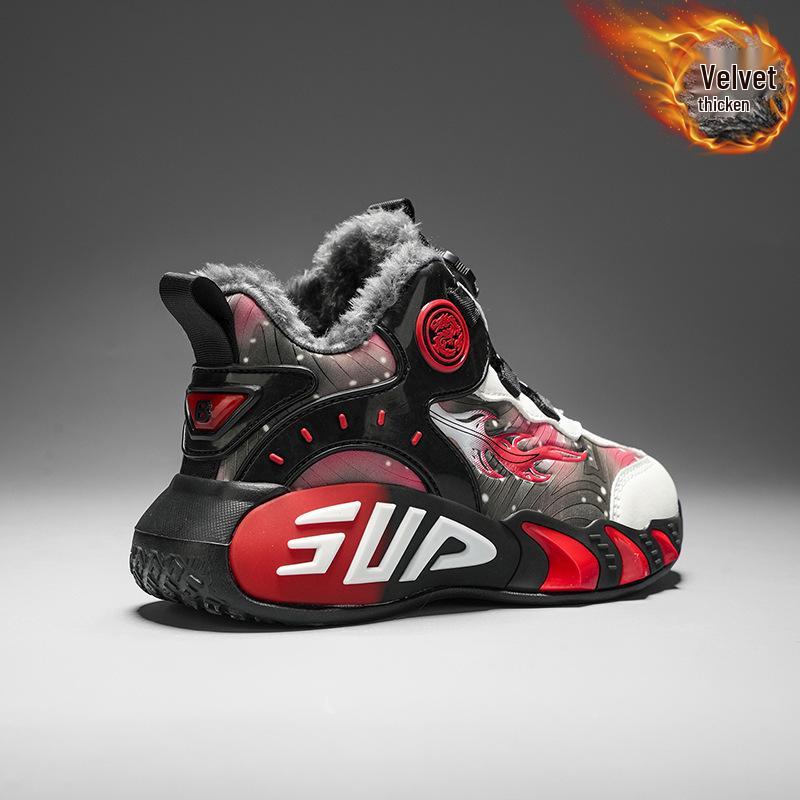 Амортизирующие кожаные баскетбольные кроссовки для мальчиков | Нескользящие, легкие спортивные кроссовки для детей старшего возраста, Осень/Зима 2025