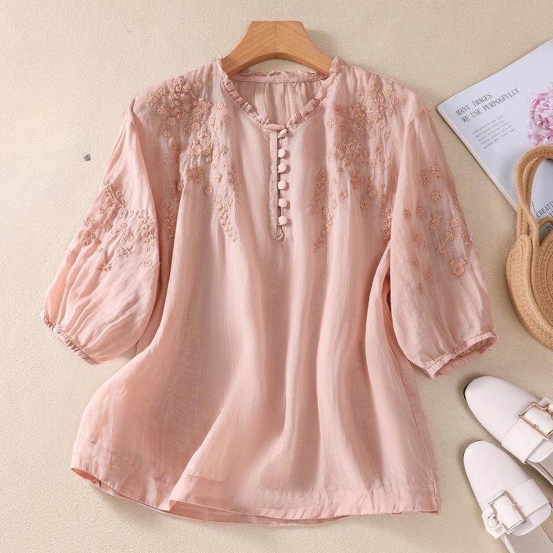 Женская футболка свободного кроя с тонкими секциями и рукавом «семь минут» на весну и лето, свободные повседневные универсальные топы