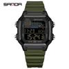 SANDA 6196 Luxury Men's Electronic Watch with Multi functional Luminous Dial Calendar Waterproof Fashion Men's Digital Watch
