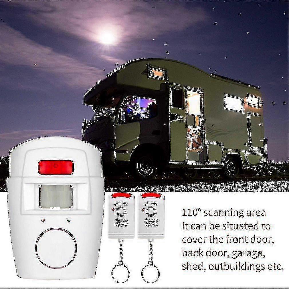 Home and Caravan Security System with Wireless Motion Sensors Alarm and 2 Remote Controls for Doors and Windows
