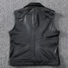 Tough Guy Motorcycle Leather Vest Pure Head Layer Cowhide Leather Vest Lapel Short
