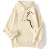 Funny Simple Strokes Of Cat Print Hoodies For Women Long Sleeves Pocket Sweatshirt Loose Comfortable Warm Casual Female Clothing