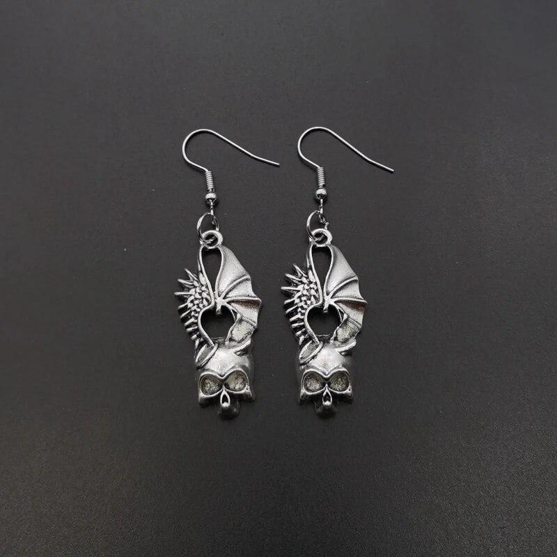 Металлические серьги-подвески в стиле панк-хип-хоп с бабочкой, черепом и цветком для мужчин и женщин, модные серьги в виде рок-креста, меча, сердца и пламени, ювелирные изделия