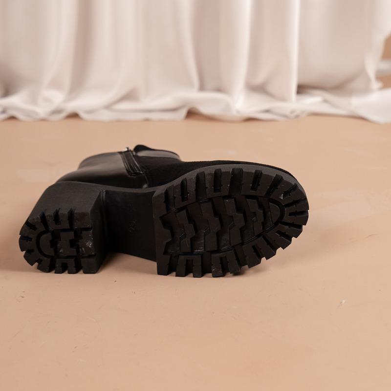 2024 Обувь для женщин Ботильоны с боковой молнией женские Новые повседневные ботинки женские с пряжкой на ремне с круглым носком Туфли на платформе с толстым каблуком женские