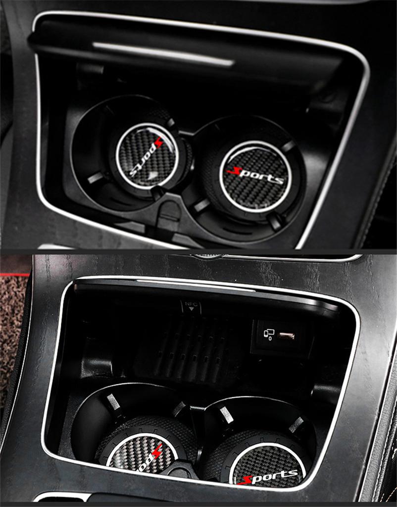 New 2 Pieces High Quality Anti-slip Elastic Durable Car Cup Holders Made of Real Carbon Fiber Sports Style