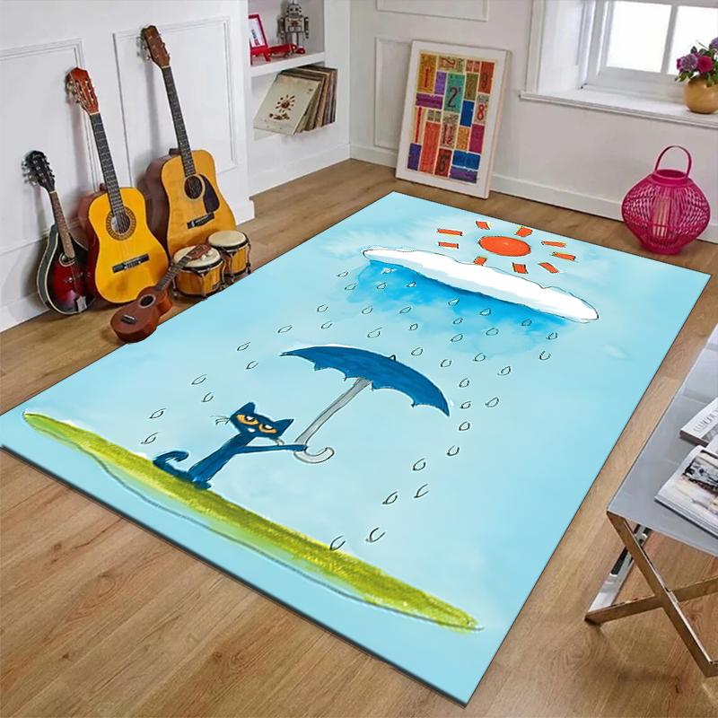pete the cat Polyester Carpet, Soft Indoor Mat for Office Chair, Living Room, Computer Desk - Decorative Home Office Rug Design