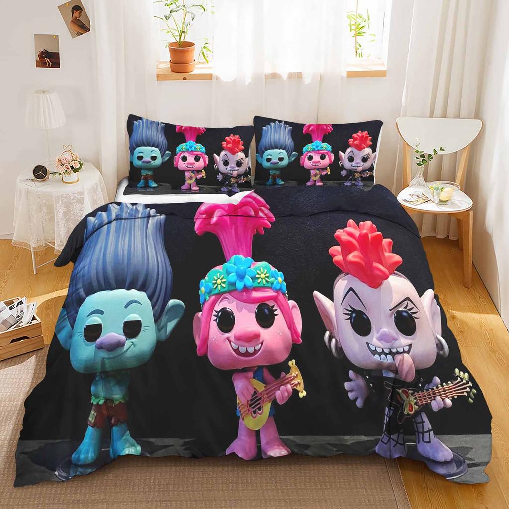Trolls Anime Bedding Set Duvet Cover 1009 Polyester Suitable For Children And Adults 3-Piece Set