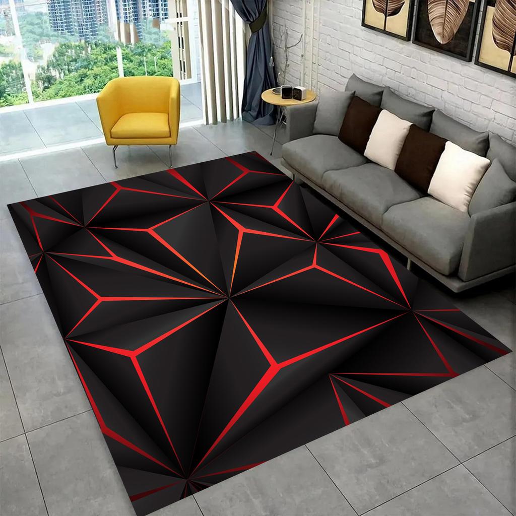 3D Visual Carpet Abstract Geometric Grid Living Room Decoration Carpet