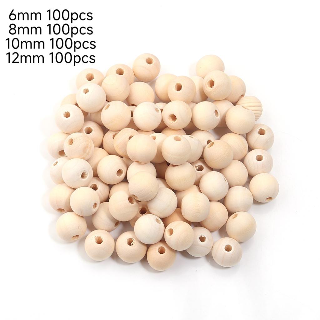 Louleur Natural Wooden Beads Round Natural Stripe Beads Spacer Colorful Loose Spacer Wood Beads For Jewelry Making Bracelet