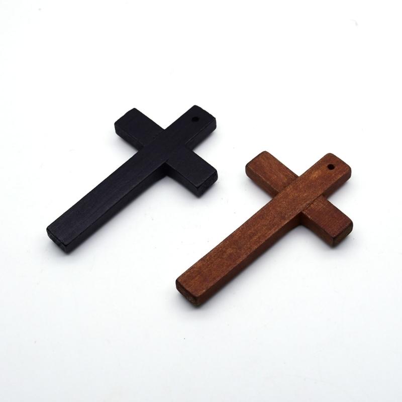 5pcs Wood Cross Pendant Charm Hangable Charm Ornament Decoration Crafts for Home Church Praying Meditation Charm Gift