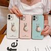 Электроplated Чехол для iPhone с кроликом и стразами - Подходит для iPhone 7/11/12/13/14 Pro и других