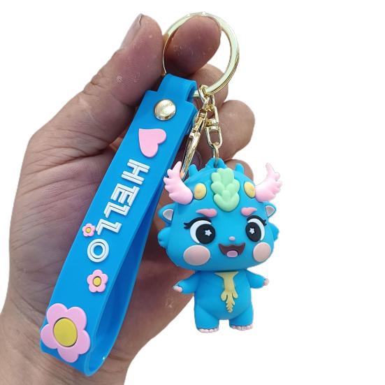 Year of 2024 Mascot Dragon Figurine Hanging Cute 3D Dragon Keychain Ornament Cartoon Animal Keyring