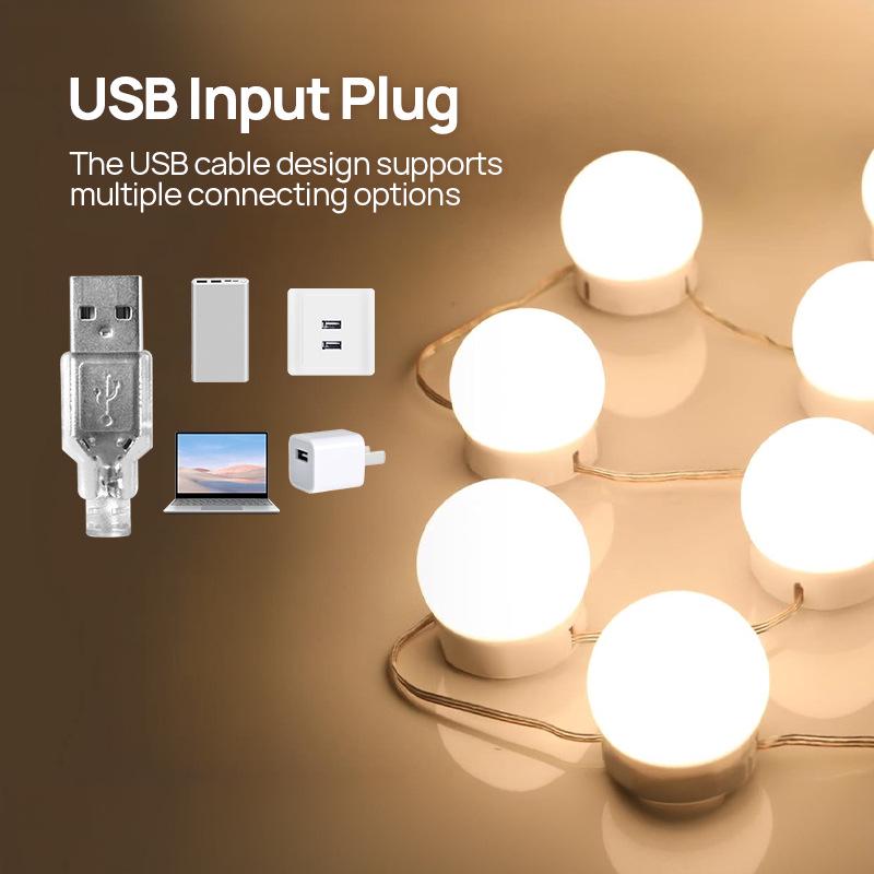 Светодиодная лампа для макияжа в голливудском стиле с сенсорным управлением, трехцветной плавной регулировкой яркости