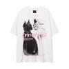 Women Men Vintage Cat Graphic T Shirt Loose Short Sleeve Cotton Tee Casual Streetwear