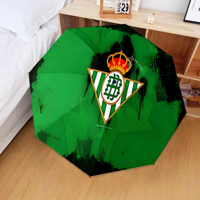 Real Betis Crest Artwork Automatic Folding Umbrella - 8-Rib Travel Umbrella with Auto Open/Close & Portable Gifts for holidays or birthdays