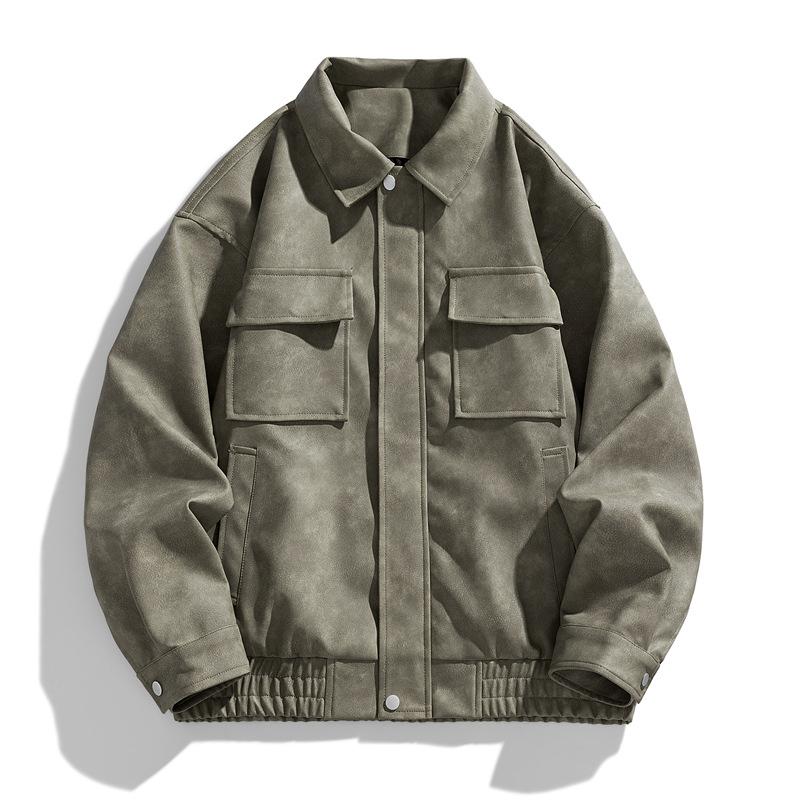 Ретро-куртка из искусственной кожи, универсальные модели для мужчин и женщин, весенне-осенняя трендовая свободная кожаная куртка, куртка-инструмент